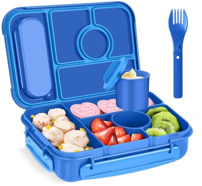 Dailygoods- Lunchbox 1300ML - Lekvrije Bentobox - 5 Vakken - Herbruikbaar - Lunchbox Volwassenen - Snackbox Kinderen - Donkerblauw - Bento Box