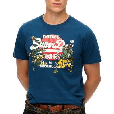 Superdry Vintage Logo Tokyo Relaxed T-shirt Blue Grootte: L