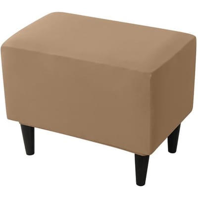Effen kleur Ottomaanse hoes elastische hoge stretch rechthoekige voetenbank stoelhoes schoen kruk beschermer voor thuis hotel decoratie beige