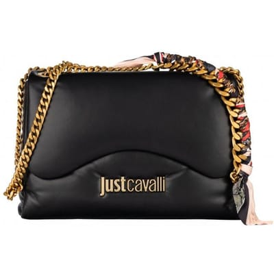 Sac bandoulière foulard gonflé signature Just Cavalli black