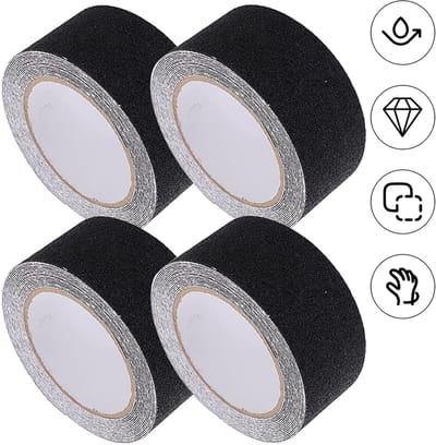 Zelfklevende antislip tape - 4-pack - Antislip strip met hoge kleefkracht - Waterdichte matte antislip sticker - Trapstrip - Traptreden - 5 cm * 5 m - Matzwart - Decoratieve sticker