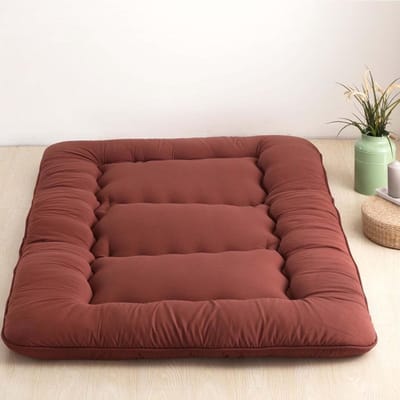 Japanse vloerfuton - Slaapmat oprolbaar - Comfortabel slapen - Huidvriendelijk katoen - 90 x 200 cm - Bruin