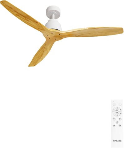 CREATE - Plafondventilator 40W silent Ø132 cm - Met Afstandsbediening - 6 Snelheden - Timer - Zomer/Winter functie - Wit - WIND STYLANCE