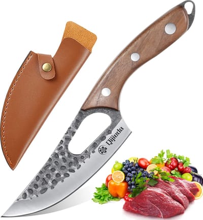 Qijieda® Japanse Koksmes - Keuken Messen - Kook & Slagers mes - Universeel Chef Snijmes - Handgesmeden van Koolstofstaal - Japans Groente & Vleesmes - BBQ Knife