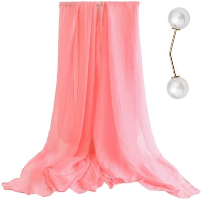 Dailygoods- Sjaal Doorschijnend Roze - Chiffon Sjaal - Zachte Nekbescherming - Dames Sjaal - 160 Cm x 80 Cm - Inclusief Parelsluiting - Chiffonsjaal