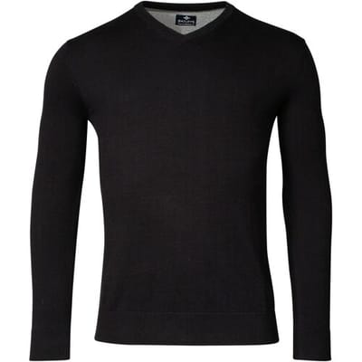 Baileys Trui Uni Color Cotton V-Neck Single Knit Zwart / male