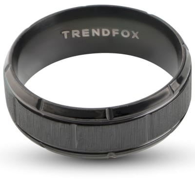 Heren Ring Zwart met Geometrisch Patroon - Staal - Papa Cadeau Voor Mannen - Vaderdag
