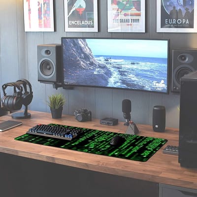 Famanu - XXL Gaming Muismat – 900 x 400 mm – randloze randen – anti-slip – XXL verlengde Mouse Pad – bureauonderlegger – speciaal oppervlak verbetert snelheid en precisie – groene