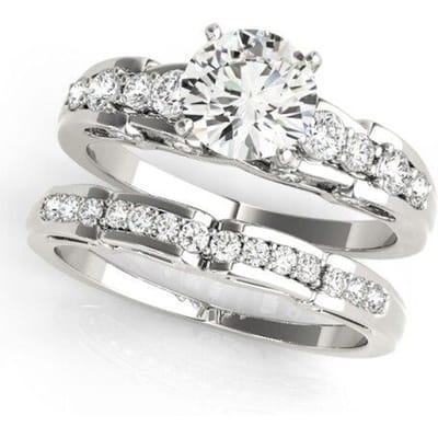925 Sterling Zilveren Ringsets Voor Vrouwen Ronde SONA Steen Trouwringen Verlovingscadeau 7.5 gray