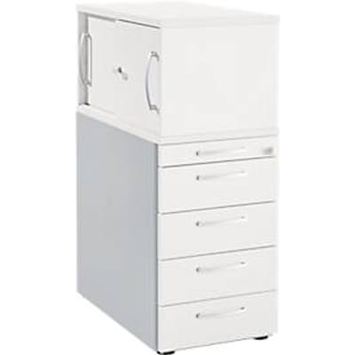 Schäfer Shop Genius ladeblok met bovenkastje incl. schuifdeur, volledig afsluitbaar, ronde handgreep, wit
