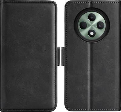 MobyDefend Hoesje - Geschikt voor Oppo Reno12 F - Luxe Wallet Book Case (Sluiting Zijkant) - Zwart