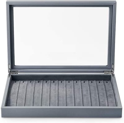 Juwelendoos Organizer - Sieraden Opberger - Sieraden Opbergen - Grote Capaciteit - 35 x 24 x 5.5 cm - Grijs