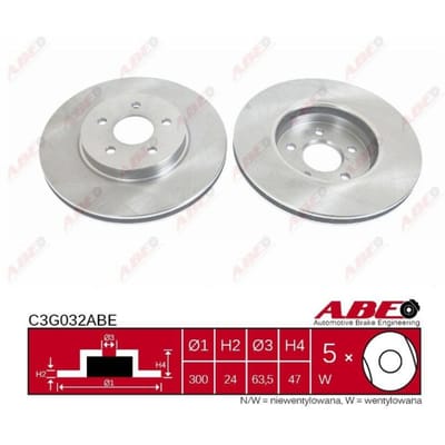 Remschijf ABE C3G032 voorkant, geventileerd, sterk gecarboniseerd, 1 Stuk