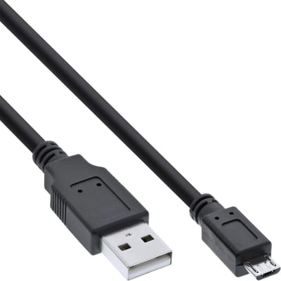 InLine® Micro-USB 2.0 kabel, USB-A stekker naar Micro-B stekker, zwart, 1,8m