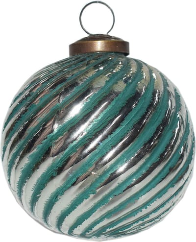 Clayre & Eef Kerstbal Overig Ø 10 cm Groen Zilverkleurig Glas Kerstballen