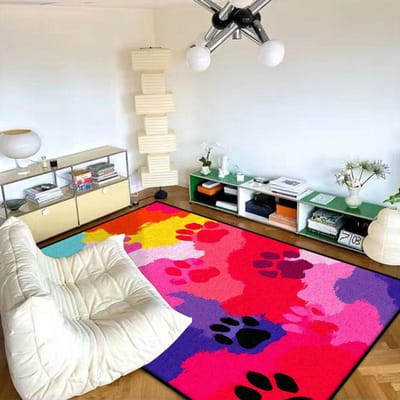 Moderne Antislip Hond Pootafdruk Patroon Kinderkamer Decor Vloerkleed Groot Formaat Tapijt Woonkamer Zacht Baby Kruipmat Gemakkelijk Schoonmaken 60*90cm
