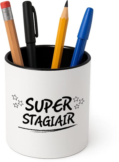 Hacebo® - Super stagiair Pennenbakje - Stagiair - beste stagiair - pennenhouder - werk - afscheidscadeau - verjaardagscadeau - kado - Pennenbakje zwart