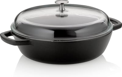 Stoofpan met Deksel, Ø 28, 3.8 L, Gietijzer, Zwart - Kela | Calido