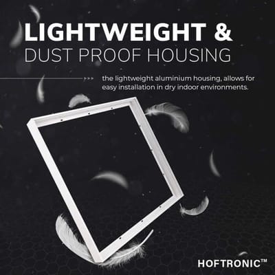 HOFTRONIC – Opbouwframe voor LED paneel vierkant – Aluminium wit – Geschikt voor 60x60 cm LED panelen – Hoogte 68 mm – IP20 – Plug & play kliksysteem