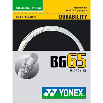 Yonex BG 65 wit set - 10m badmintonsnaren set