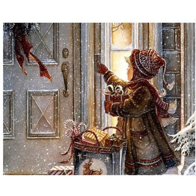 Diamant borduurwerk sneeuw winter woondecoratie diamant schilderij meisjes kruissteek volledige ronde 20X30CM gray