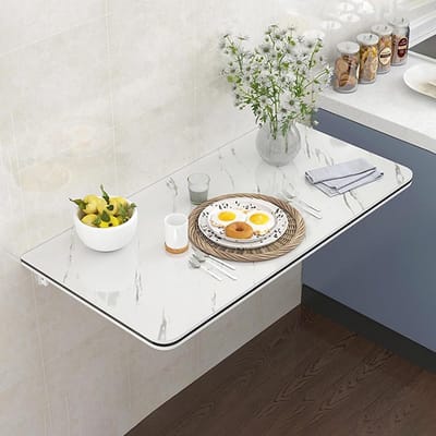 Wandklaptafel - Opvouwbaar bureau - Ruimtebesparend werken - Robuuste metalen standaard - 60x50 cm - Lichtwit