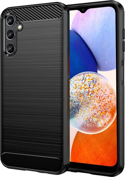 Hoesje geschikt voor Samsung Galaxy A14 4G/5G - Techsuit Carbon Silicone Back Cover - Zwart