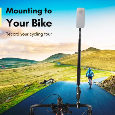 Bâton Selfie Invisible pour Moto Vélo Support de Guidon Support Réglable en Longueur 28cm 115cm avec Vis 1/4 Pouce noir