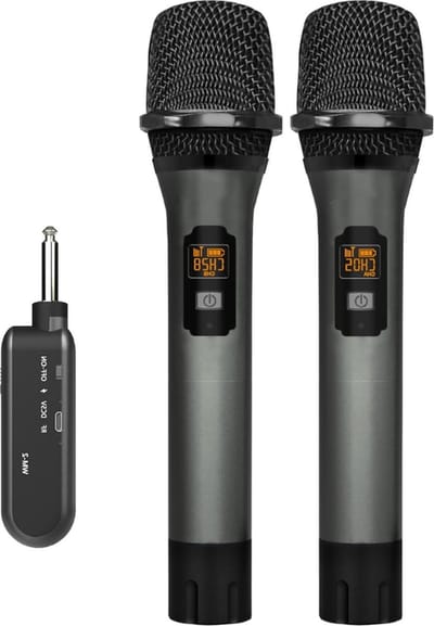 Thuys – Draadloze Microfoon UHF Draadloze Dual Handheld Dynamische Microfoonset – Met Oplaadbare Ontvanger