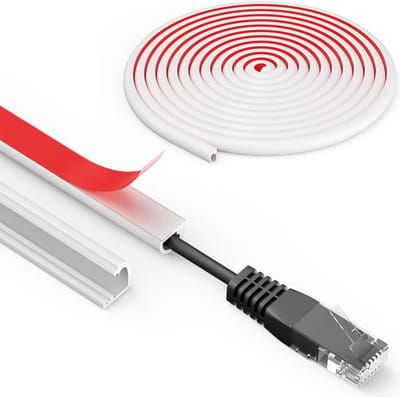 Kabelgoot Zelfklevend Siliconen Flexibele Halfronde Kabelstrip Kabelafdekking Kabelgoot Mini-Kabelkanalen Voor Muur Vloer Stroomkabel 7 mm x 14 mm x 3 m Wit
