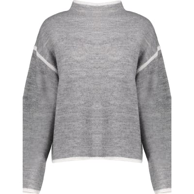 Geisha Trui Gebreide Trui Met Opstaande Kraag 54801 10 Grey Melange/offwhite Dames Maat - L