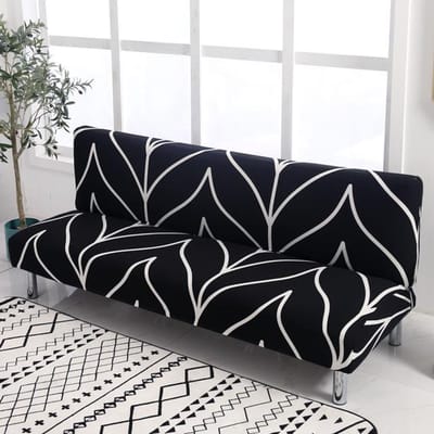 Elastische slaapbankhoezen voor woonkamerbank handdoek slip - bestendig slaapbankhoes katoenen stretch hoes L  185cm - 200cm white
