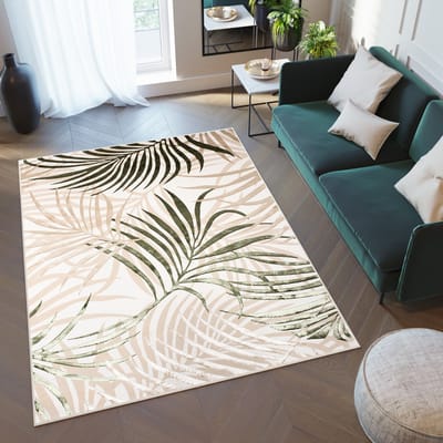 Tapiso Golden Vloerkleed Beige Licht Donker Bladeren Modern Tapijt Maat- 200x300