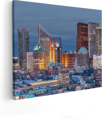 Artaza Canvas Schilderij Stad - 50x40 cm - Wanddecoratie Skyline - Muurdecoratie Woonkamer - Kamer Accessoires