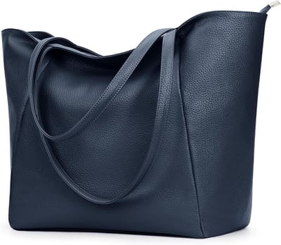 Handtas voor dames, shoppertas, PU-leer, grote schoudertas met ritssluiting voor werk, winkelen, school
