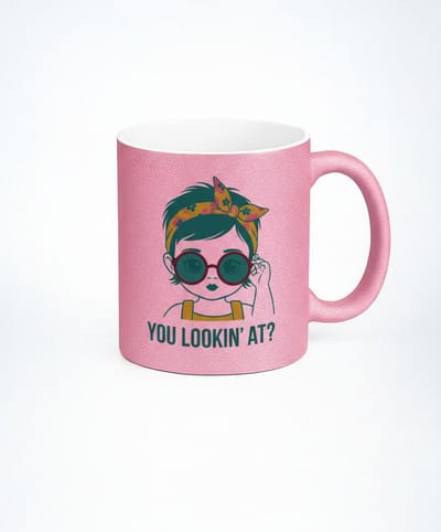 You Lookin' At? Glitter Mok - Koffiemok met Attitude - 330ml