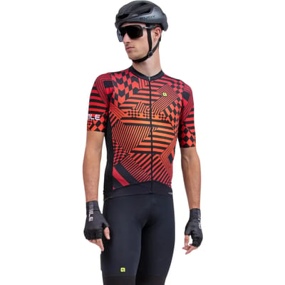 Ale Fietsshirt Korte Mouwen PRS Checker - Rood - L - Valt klein