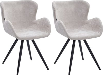 Colenis® - Anabella Eetkamerstoel - Set Van 2 - Beige - Chenille Stof - Industrieel - Met armleuning