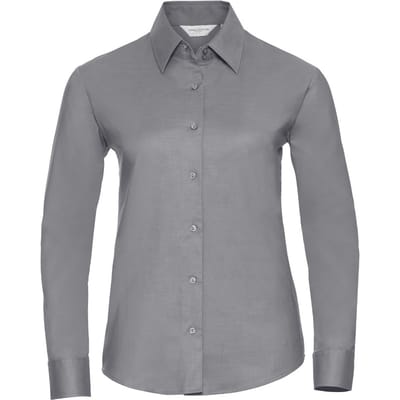 Russell Collectie Dames/Dames Lange Mouw Easy Care Oxford Shirt (Zilver)