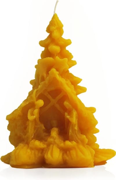 Bijenwaskaars Kerstboom & Kerststal | 100% Zuivere Bijenwas kaars | Handgemaakt