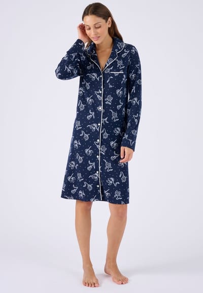 Damart - Thermolactyl nachthemd met knoopsluiting - Dames - Blauw - 38-40 (S)