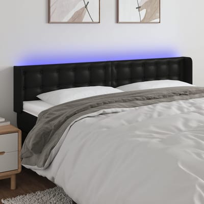 vidaXL - Hoofdbord - LED - 203x16x78/88 - cm - kunstleer - zwart