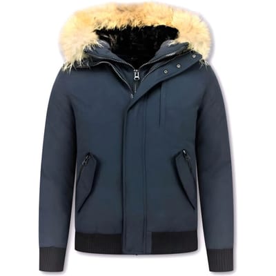 Enos Korte winterjas met bontkraag