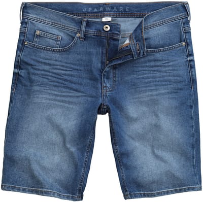 JP 1880 - Heren - Denim bermuda denim FLEXNAMIC® Buik-Fit gerecyclede polyester - Blue stone - Maat 52