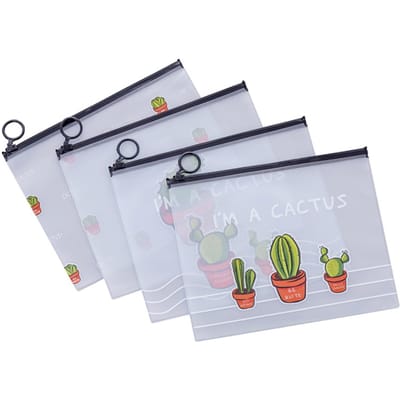 Schattige PVC-tas met rits, transparante etui, grote capaciteit voor het opbergen van kantoorbenodigdheden