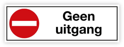 Simbol® - Stickers Geen uitgang - Formaat 5 x 15 cm.