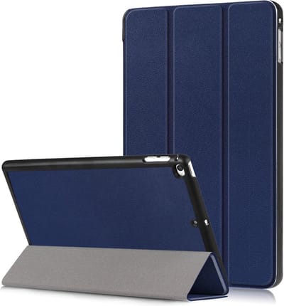 Hoesje - Geschikt voor Apple iPad Mini 4 / 5 (2015/2019) - 7.9 inch - Dun & Stevig - Hardcover Book Case - Trifold Bookcase Hoes - Hard Cover - Tablethoes - Donkerblauw