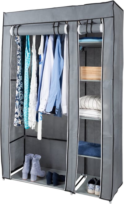 Decoways - Kledingkast opvouwbaar 110x45x175 cm stof grijs