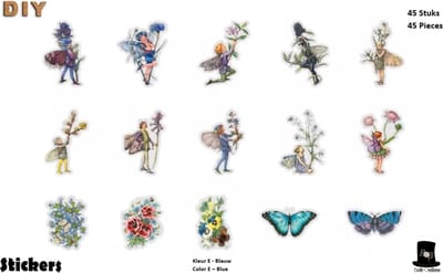 Bob Online ™ - 45 Stuks – Blauw - Feeën Stickers PET – Blue Fairy Stickers – Feeën Stickers Transparant – Feeën Stickers voor Scrapbooking, Kaarten Maken, Decoupage, Cadeau’s inpakken, DIY Ambachten, Waterflessen, Telefoonhoesjes, Laptops