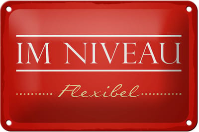Blechschild Spruch 12x18 cm Im Niveau flexibel rotes Deko Schild